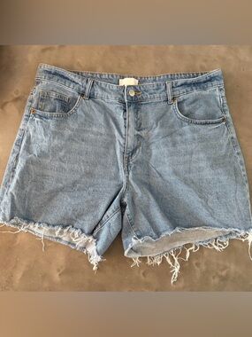 H&M Light Wash Frayed Denim Shorts